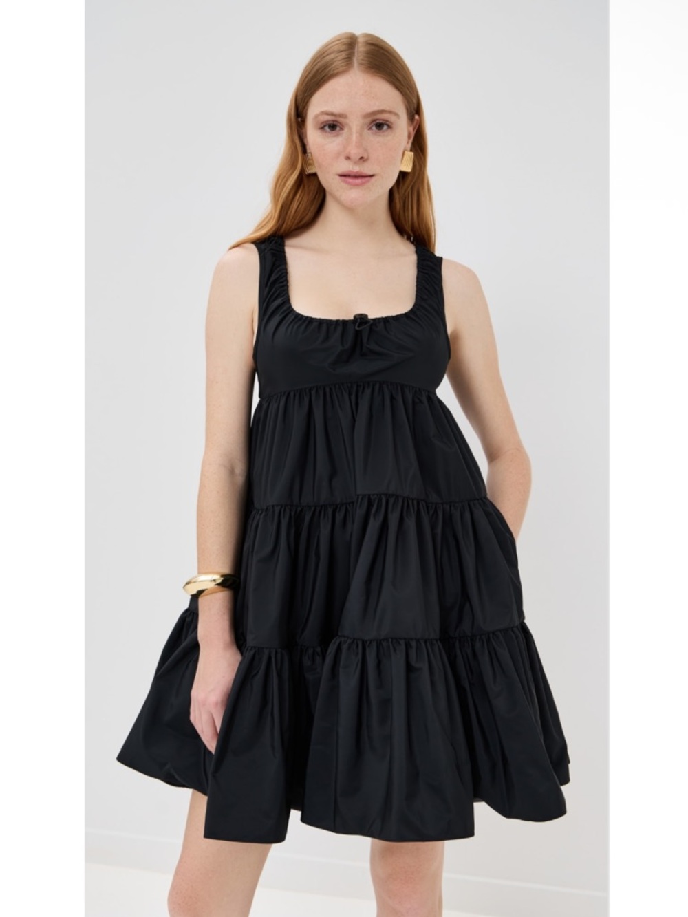 Cecilie Bahnsen Babydoll Tiered Taffeta Drawcord Sleeveless Mini Aino Dress 4 - Picture 6 of 13